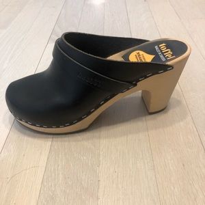 Swedish Hasbeens high heeled clog black size 36